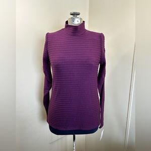 Ophelia Roe New Purple Rouch Long Sleeve Mock Neck Shirt Women’s Medium